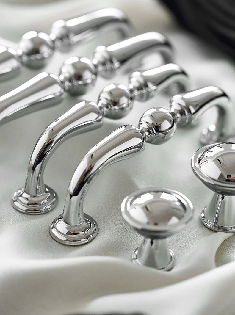 Art Deco Brass Knobs – Bright Silver T-Bar Pulls for Cabinets
