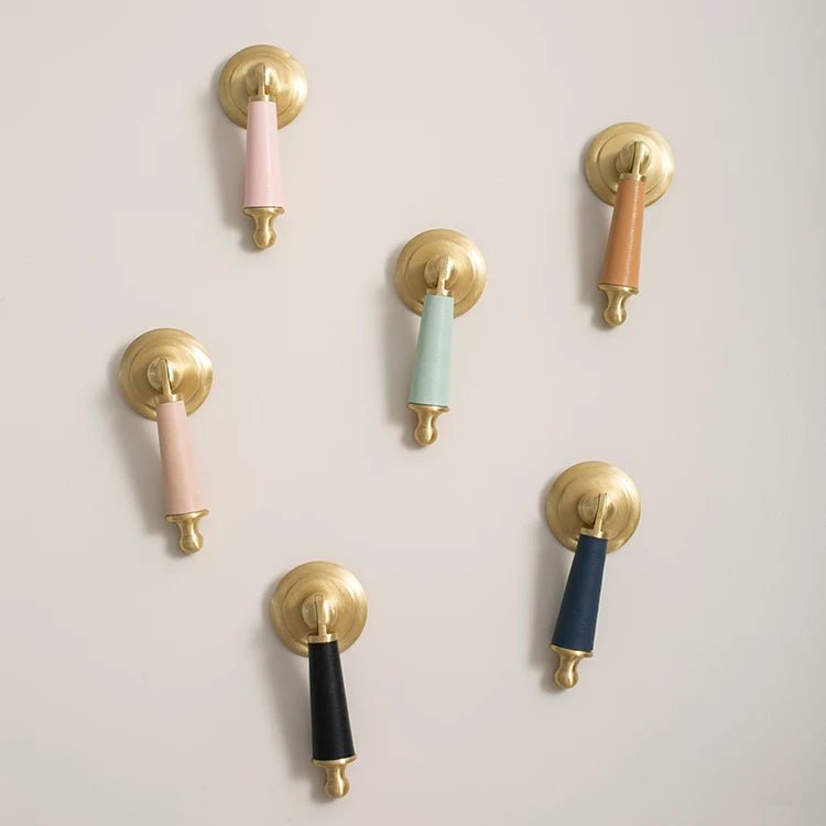 Elegant Brass Knob with Handstitched Leather