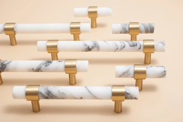 Brass T-Bar Pull with Black Crystal for Furniture