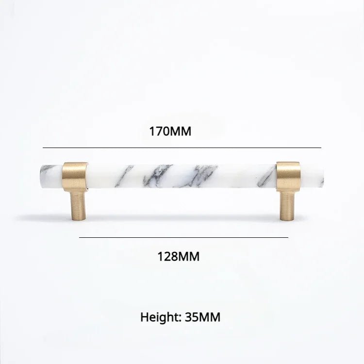 Brass T-Bar Cabinet Handle with Black Crystal Design