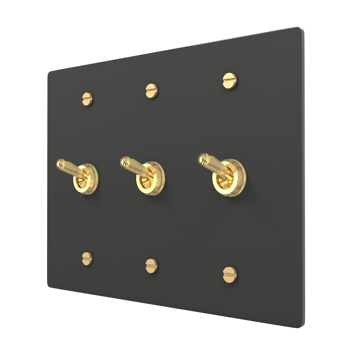 Retro toggle switch 3 gang black brass