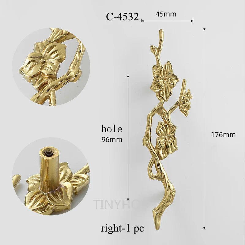 Branch Style Drawer Knob - Brass & Gold Pull