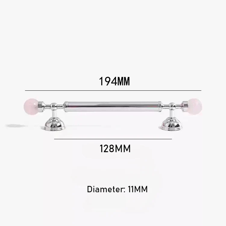 Stylish T-Bar Handle – Pink Crystal & Brass  