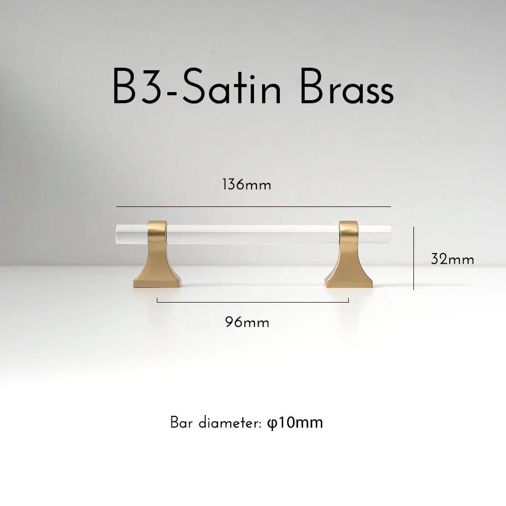 Acrylic Pull Handle - Brass Base Transparent Knob