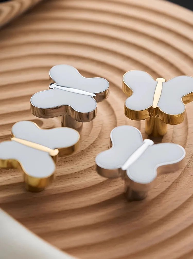 Butterfly Brass Cabinet Handle - Enamel Pull