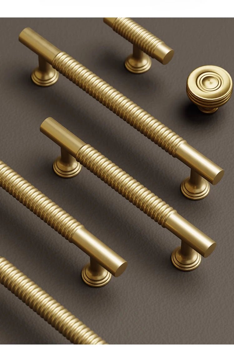 Brass Cabinet Pull - Textured T-Bar Handle  