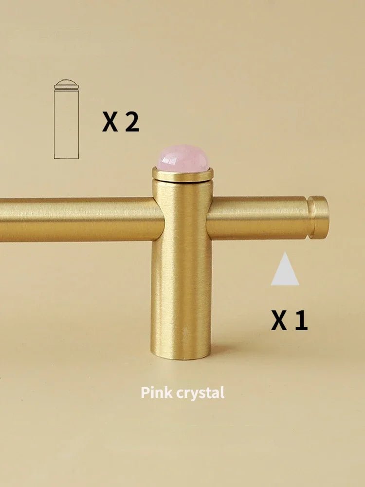 Jade Accent Cabinet Pull - Brass Adjustable Knob