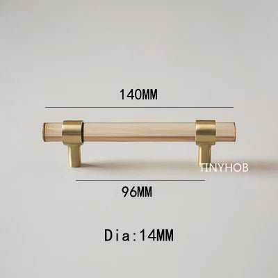 Brass T-Bar Handle - Champagne Crystal Accent
