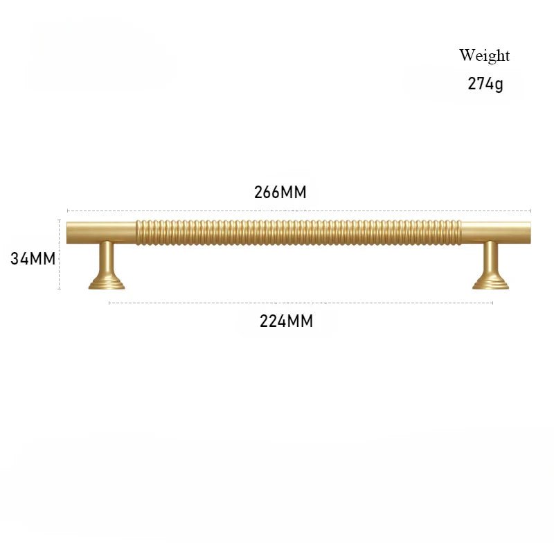 Brass Cabinet Handle - Modern Textured T-Bar  