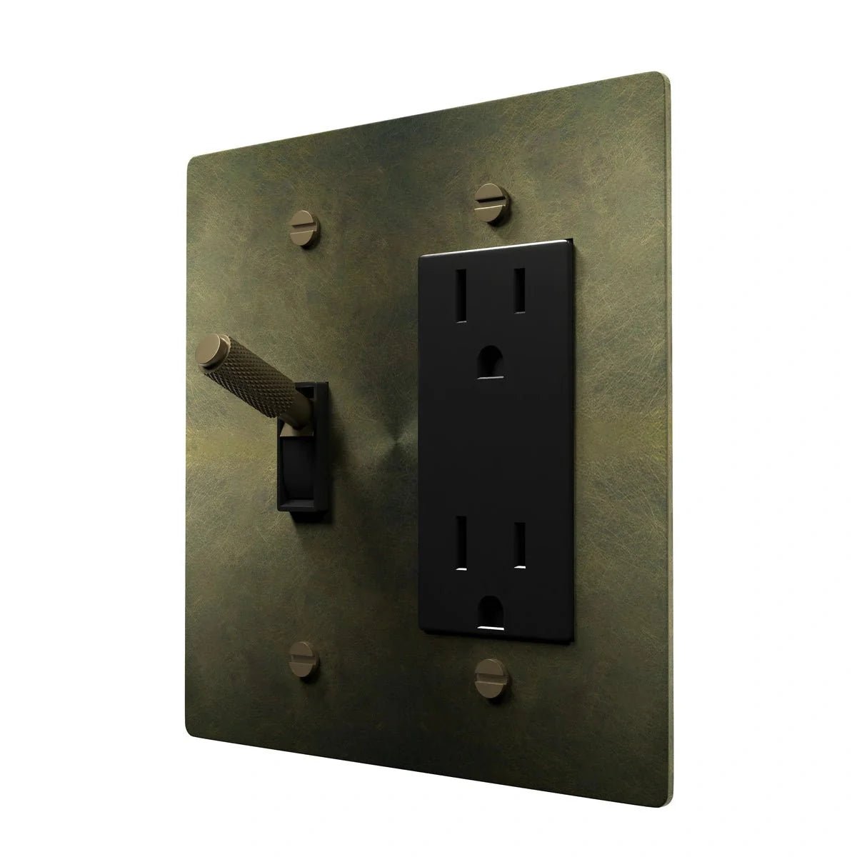 Vintage Brass Electrical Plate - Toggle & Outlet