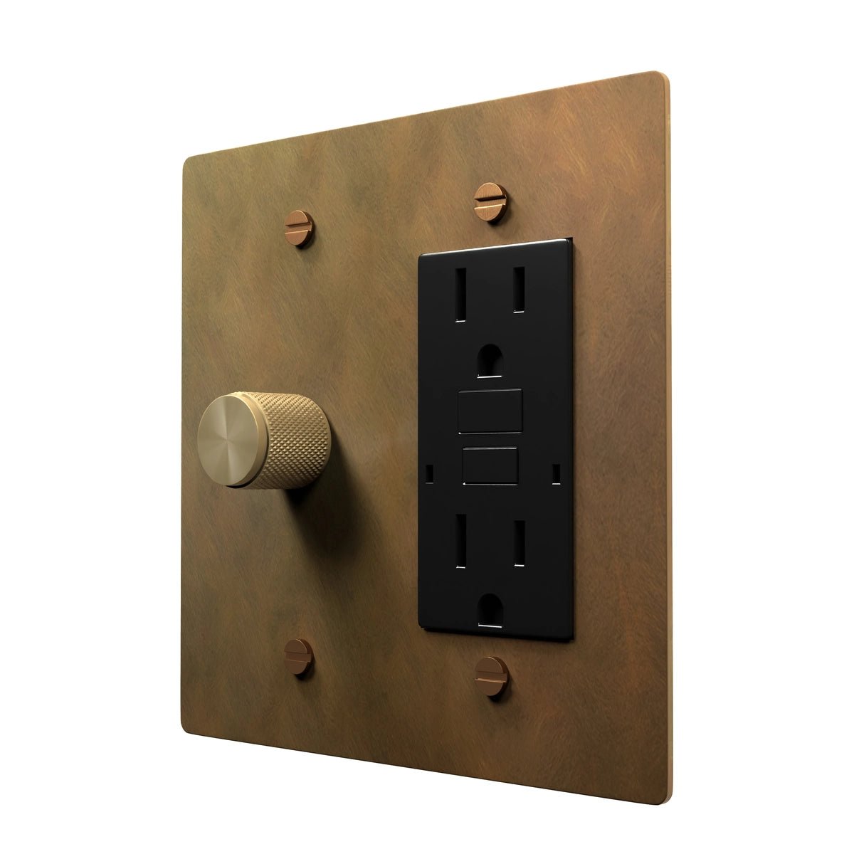 Classic Brass Dimmer Plate - Outlet Combo