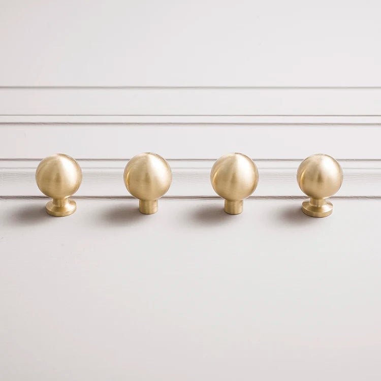 Elegant Gold Round Cabinet Knobs in Solid Brass
