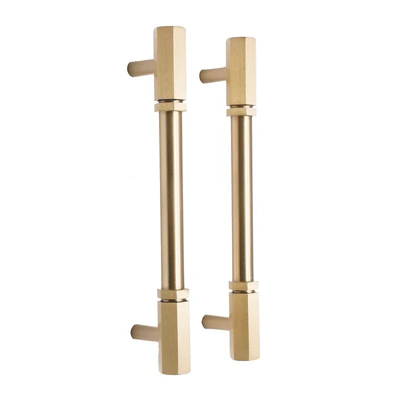 Hexagon Brass Cabinet Pull – 5" Gold T-Bar Handle