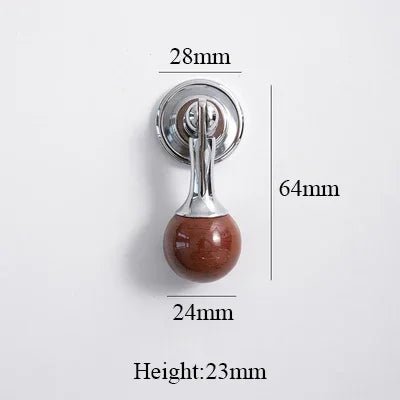 Brass Cabinet Knob - Pink Crystal & Stone Pull  