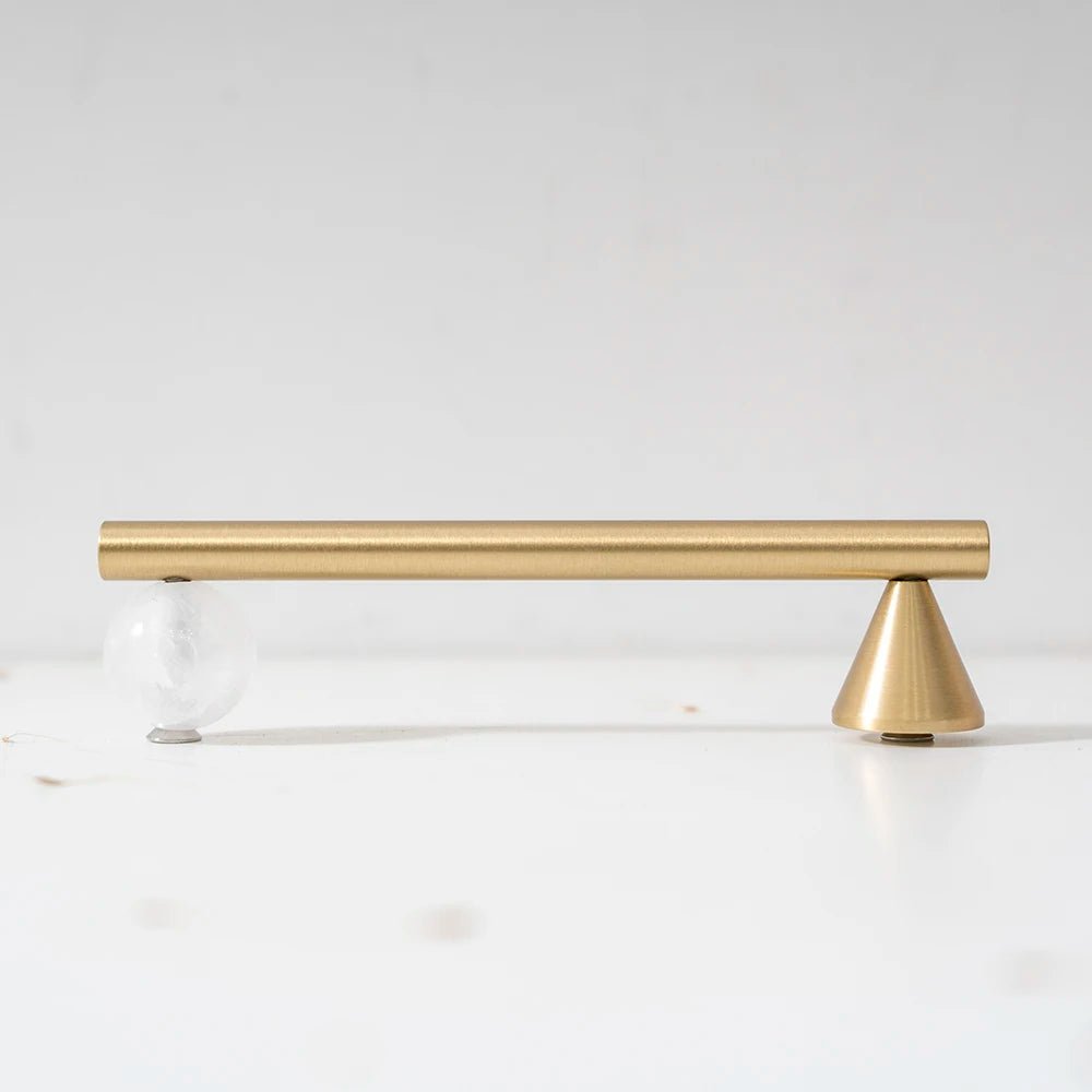 Brass Cabinet Knob - Crystal Accent for Kitchen