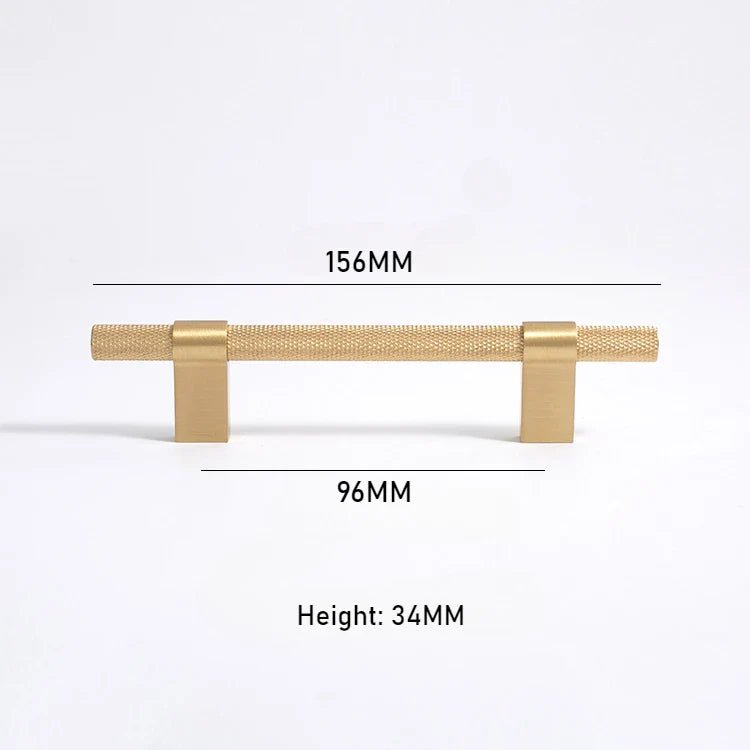 Modern Brass Knurled Pull Handle for Kitchens and Cabinets