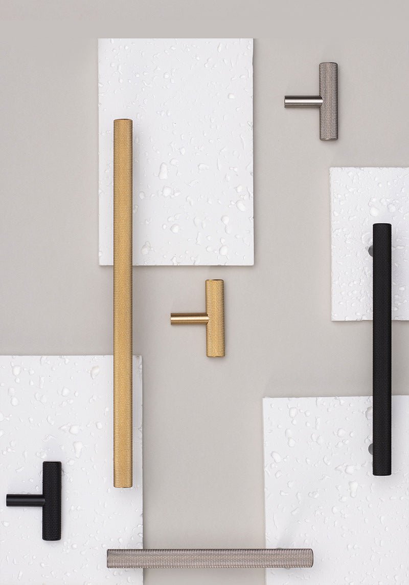 Elegant Brass T-Bar Pull – Cross Knurled Design