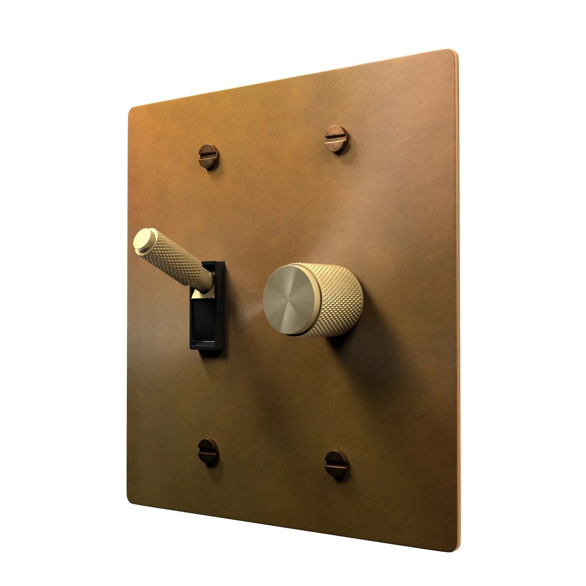 Retro Brass Combo Plate - Dimmer & Toggle