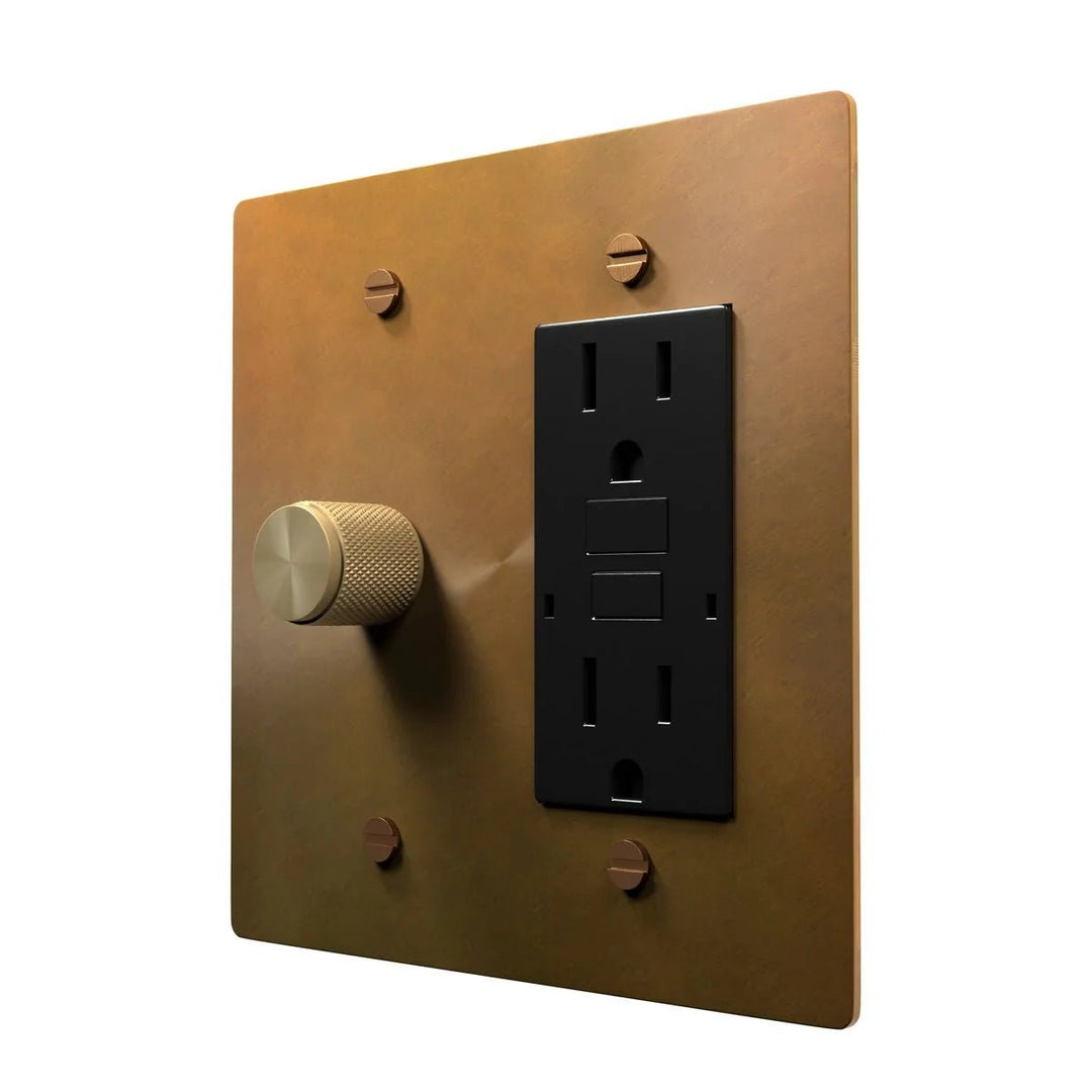 Brass Hardware Plate - Dimmer Outlet Combo