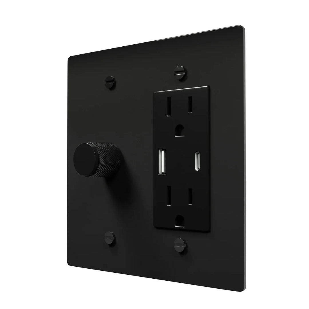 Vintage Look Brass Plate - Outlet Dimmer Combo