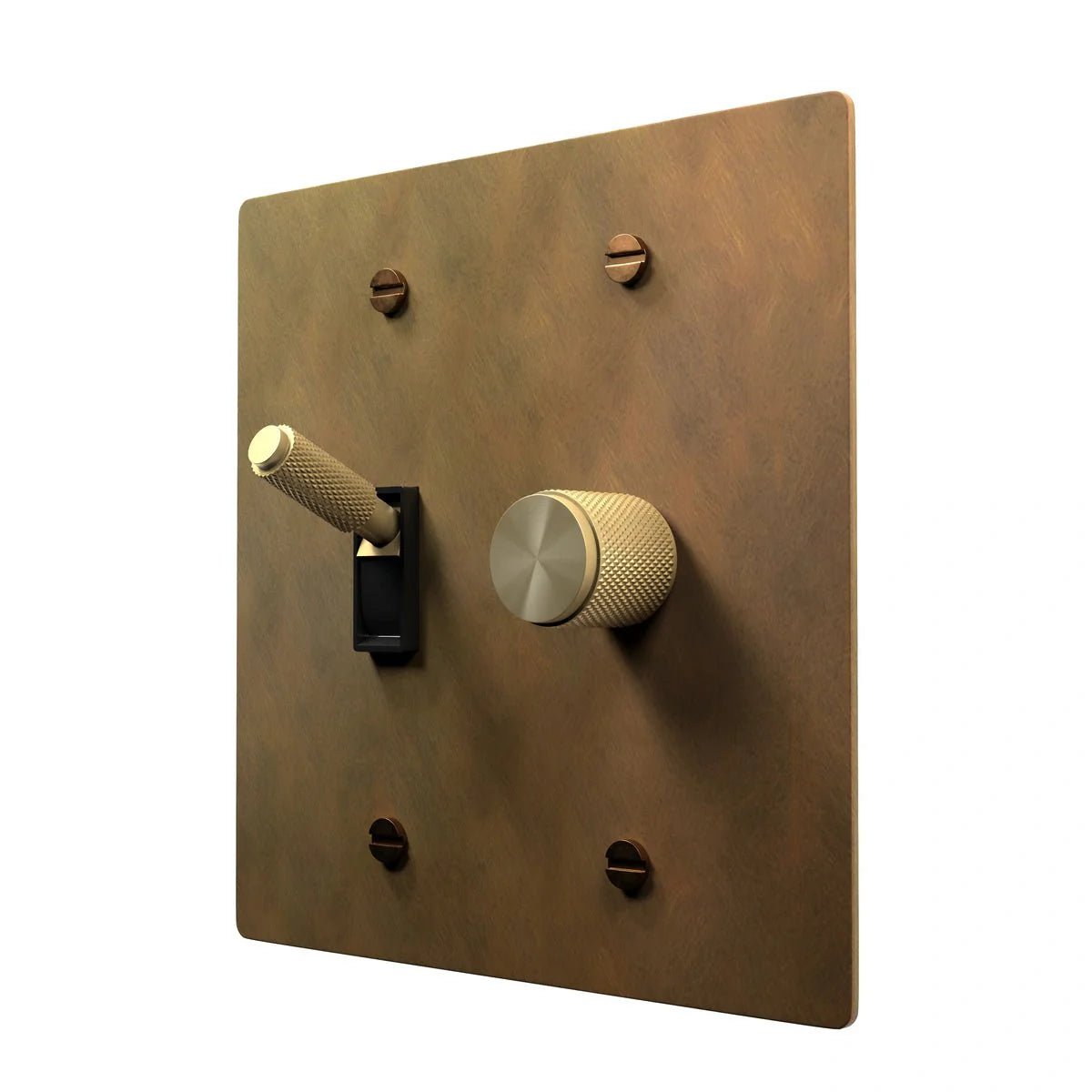 Brass Electrical Plate - Toggle and Dimmer Setup