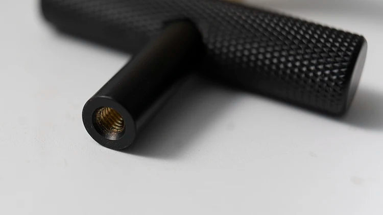 Brass T-Bar Handle – Knurled Cross Design in Gold