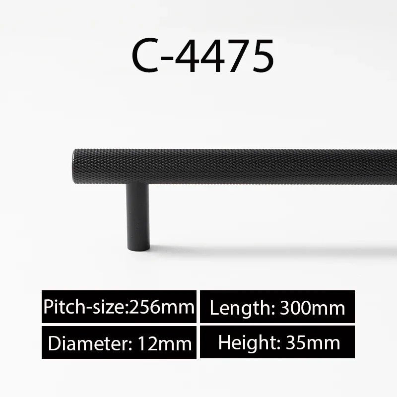 Brass T-Bar Cross Knurled Handle for Modern Cabinets