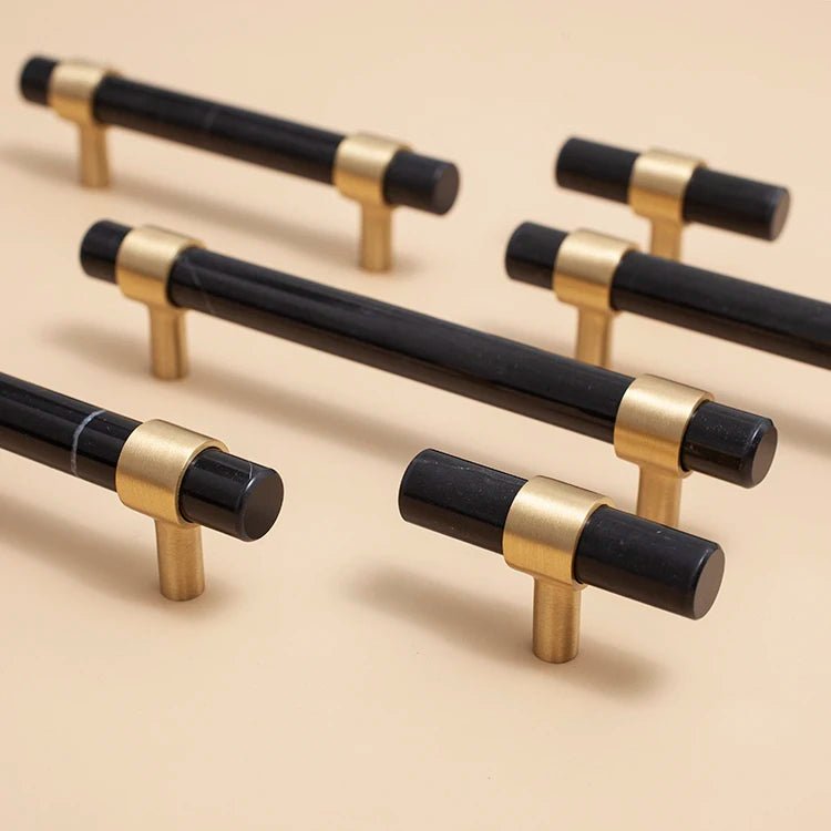 Black Crystal Brass T-Bar Pull for Furniture Doors