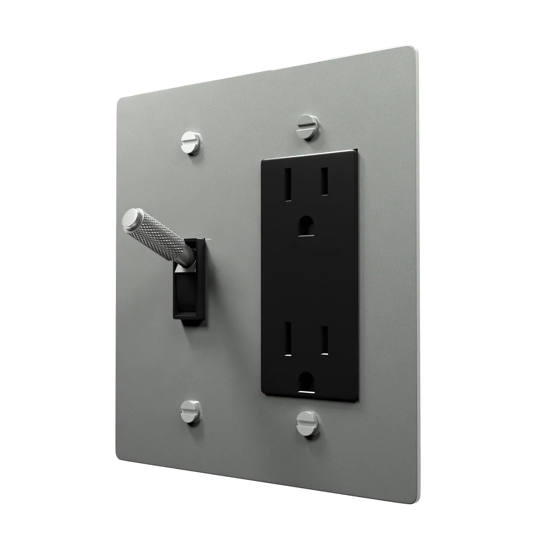 Modern Brass Toggle Outlet Plate - Decorative