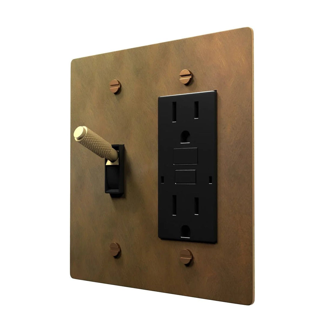 Brass Toggle Switch and Plug Socket Plate
