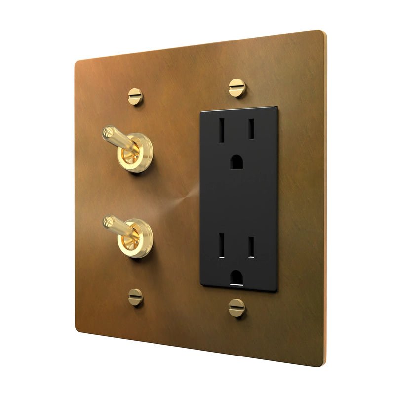 Brass Combo Plate - Retro Switch and Outlet Cover
