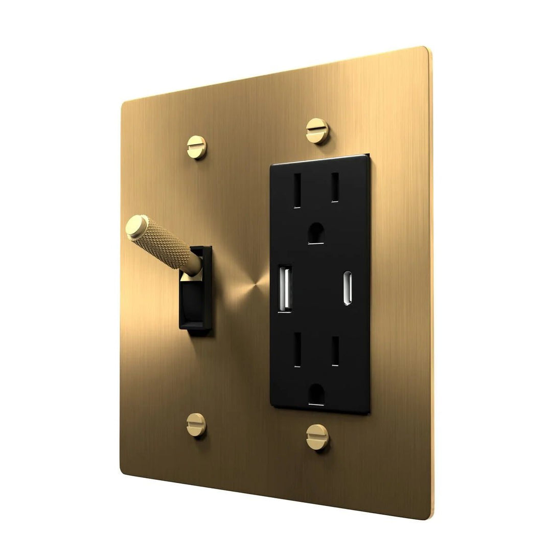 Brass Toggle and Outlet Plate - Classic Look