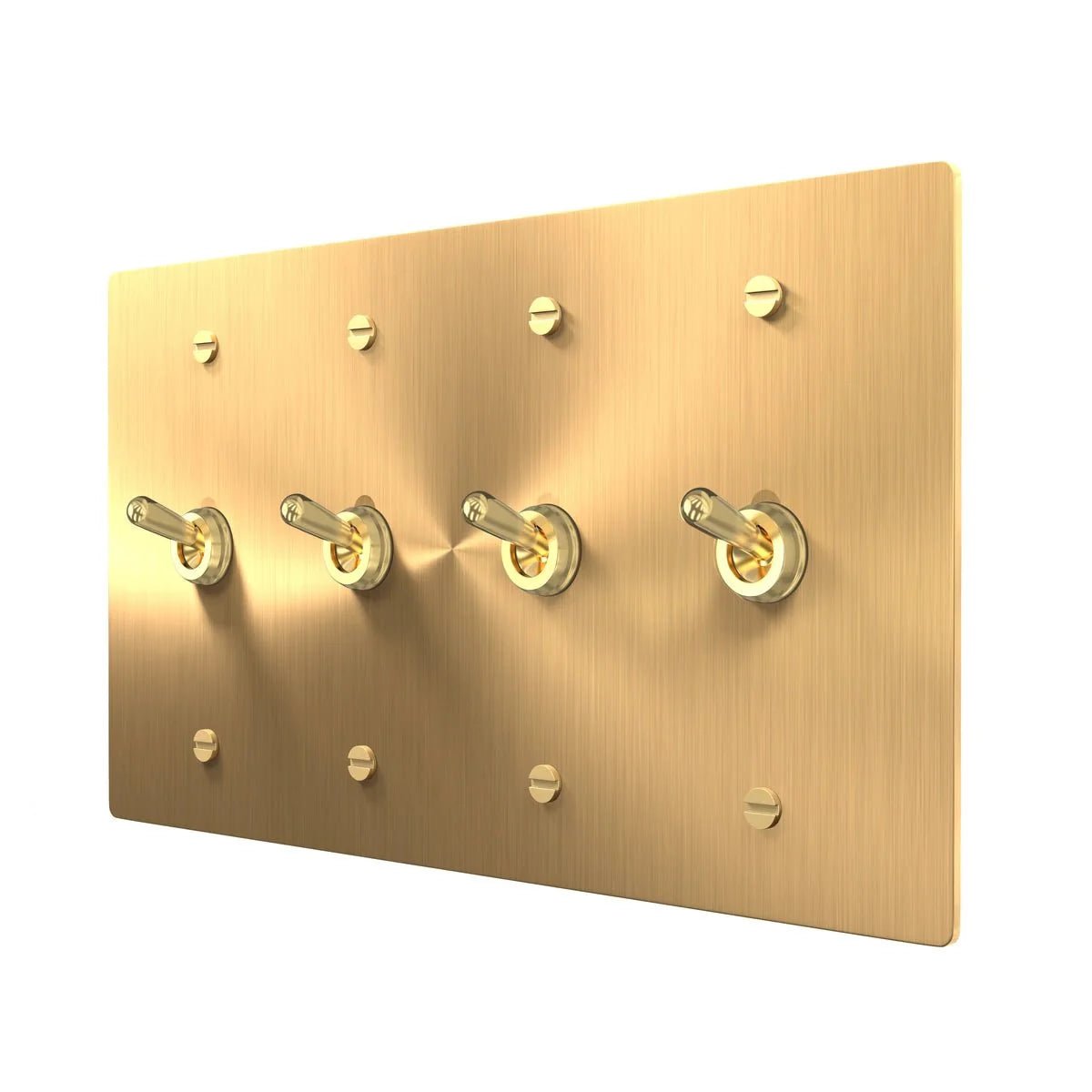 Retro Toggle Light Switch - Brass Finish Plate