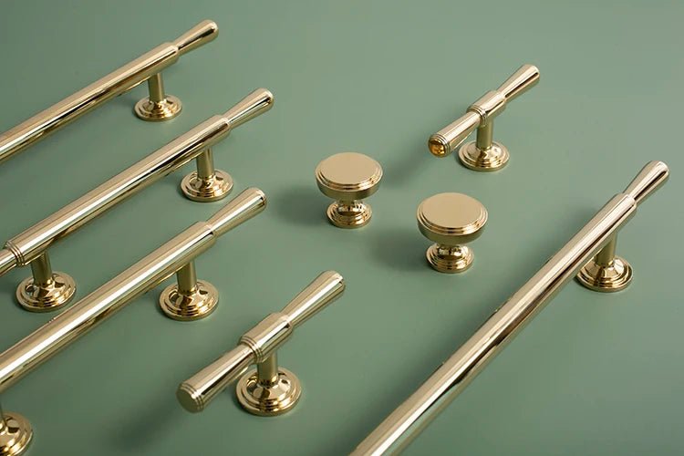 Bright Gold T-Bar Handle – Solid Brass 6.3" Knob  