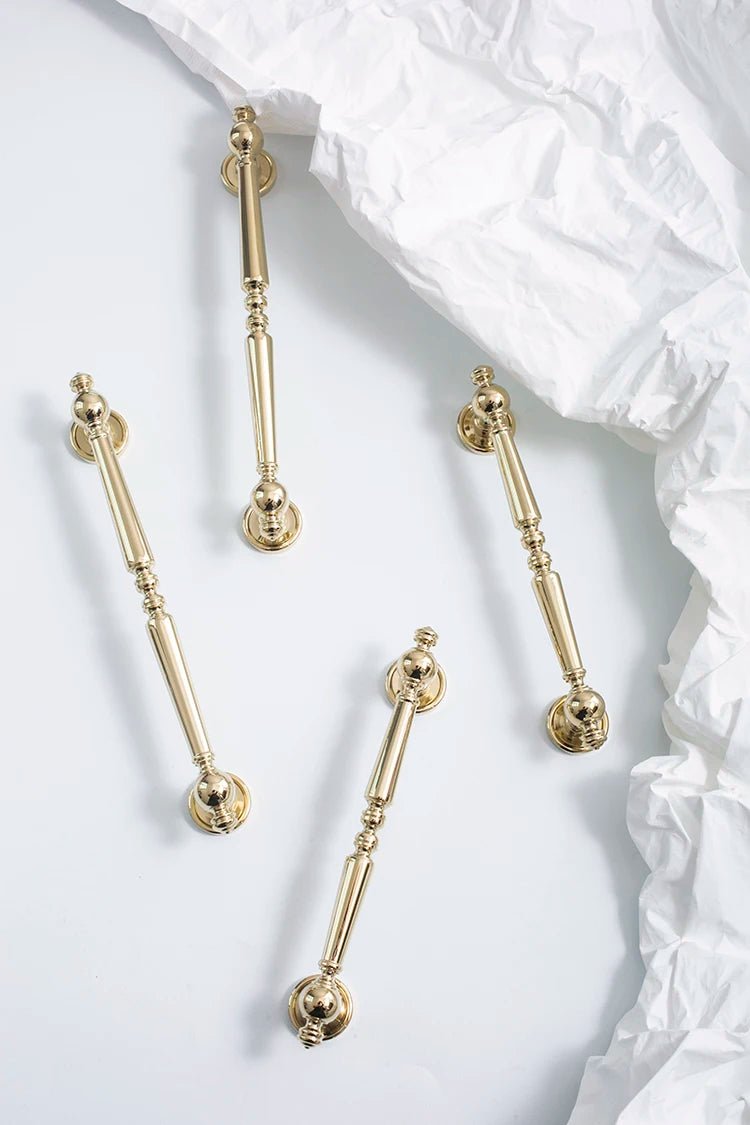 Premium Bright Gold Solid Brass T-Bar Pulls for Furniture