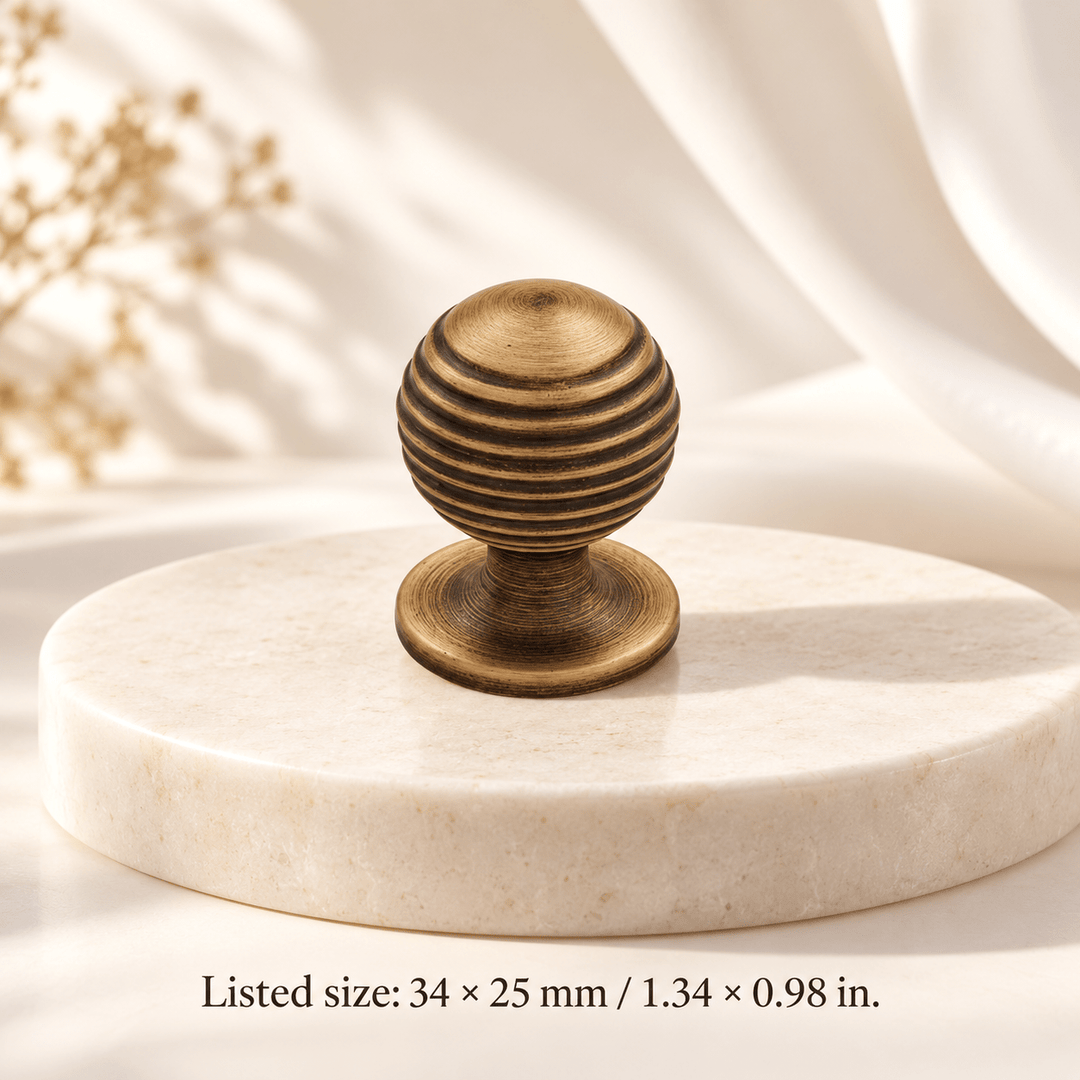Vintage bronze cabinet hardware — Knob — listed 34 × 25 mm / 1.34 × 0.98 in; Listed size: 34 × 25 mm / 1.34 × 0.98 in — ivory stone studio