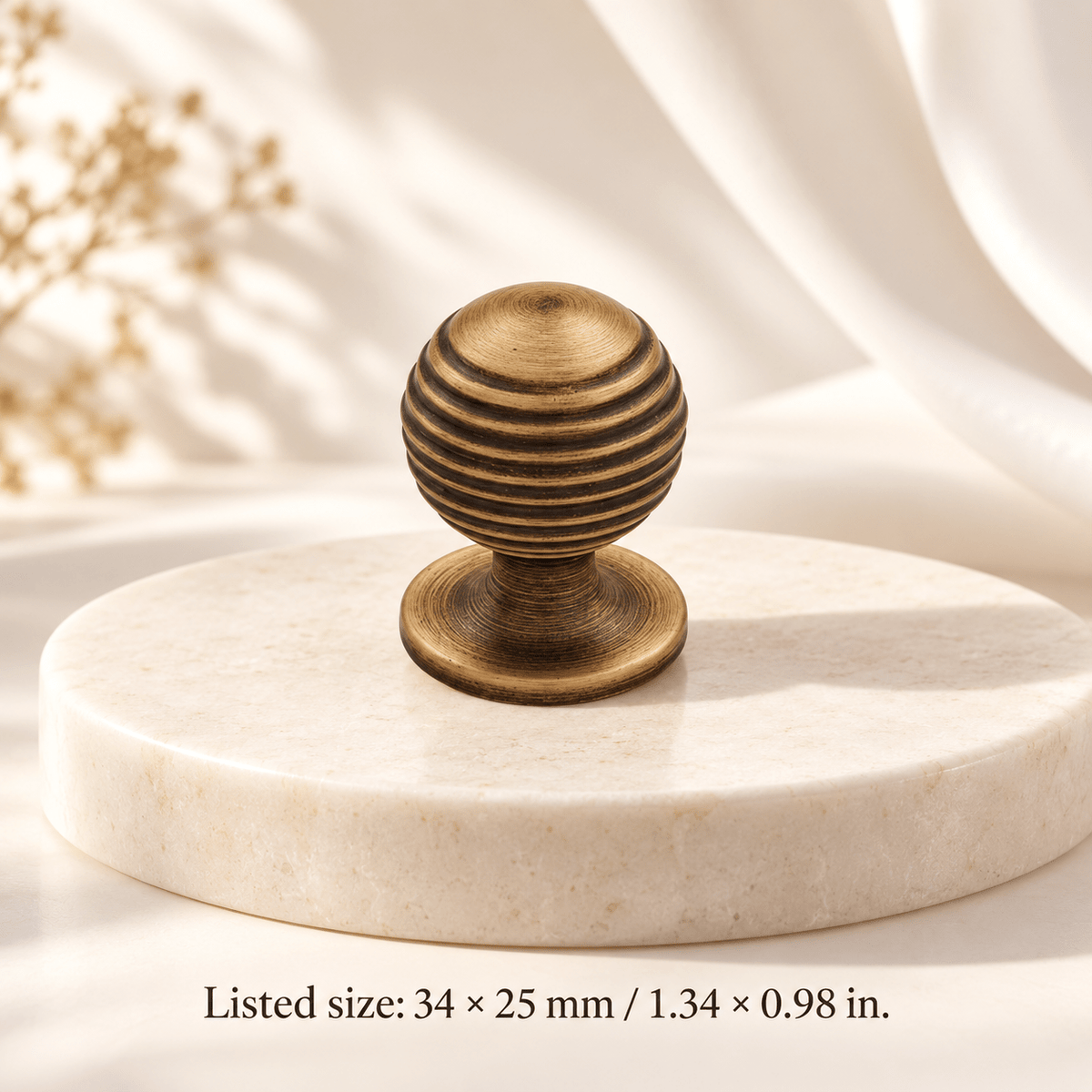 Vintage bronze cabinet hardware — Knob — listed 34 × 25 mm / 1.34 × 0.98 in; Listed size: 34 × 25 mm / 1.34 × 0.98 in — ivory stone studio
