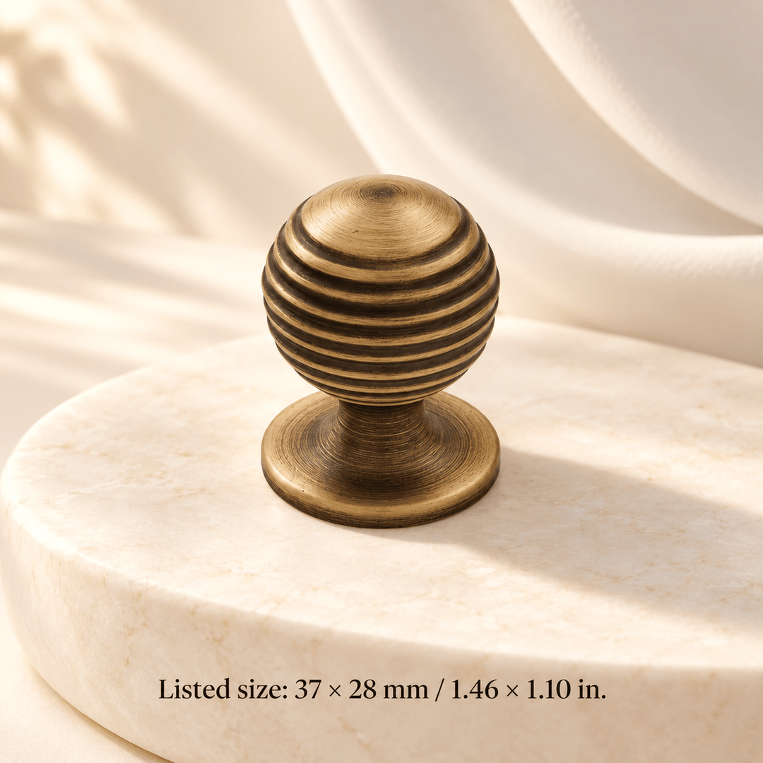 Vintage bronze cabinet hardware — Knob — listed 37 × 28 mm / 1.46 × 1.10 in; Listed size: 37 × 28 mm / 1.46 × 1.10 in — ivory stone studio