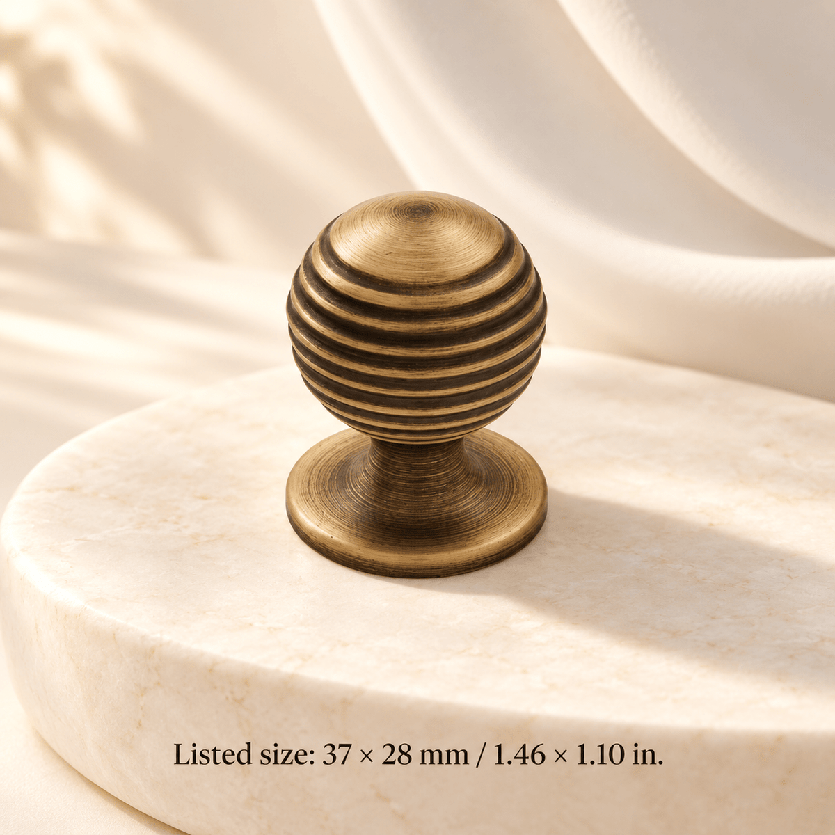 Vintage bronze cabinet hardware — Knob — listed 37 × 28 mm / 1.46 × 1.10 in; Listed size: 37 × 28 mm / 1.46 × 1.10 in — ivory stone studio