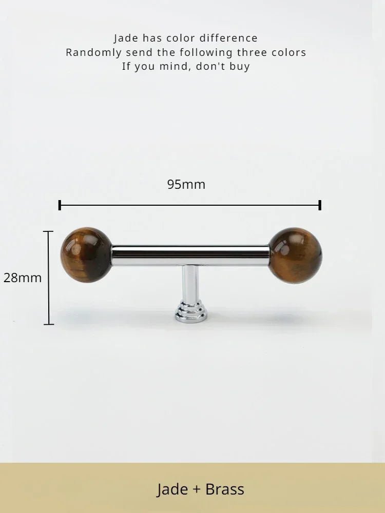 Contemporary Brown Crystal Brass Handle for Drawers – Double Bead Design