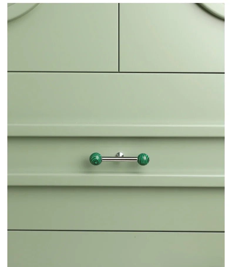 Contemporary Brown Crystal Brass Handle – Double Bead Drawer Pull