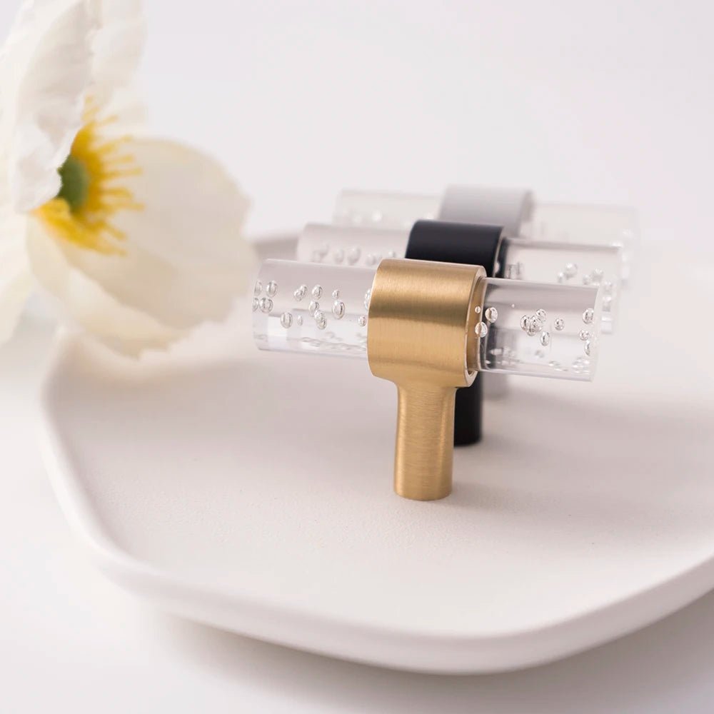 Bubble Acrylic & Brass Cabinet Handles – Modern Drawer Pulls