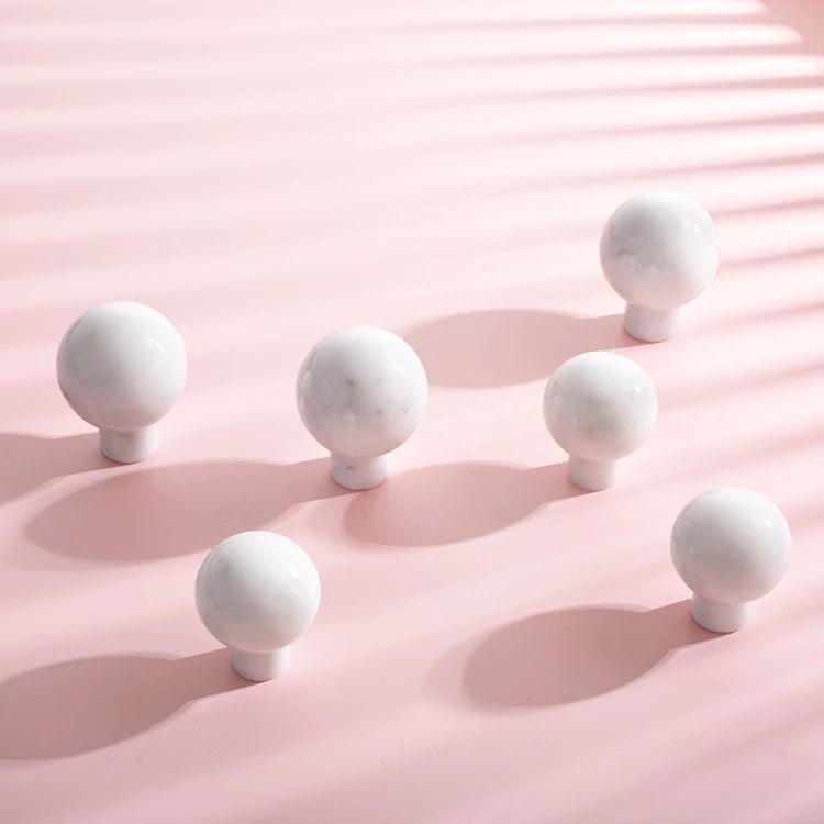 High-Quality Carrara Marble Knobs – Black & White Drawer Pulls for Cabinets