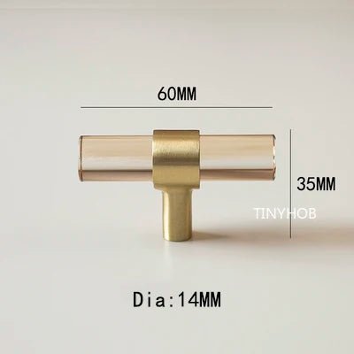 Champagne Crystal Knob - Brass Drawer Handle