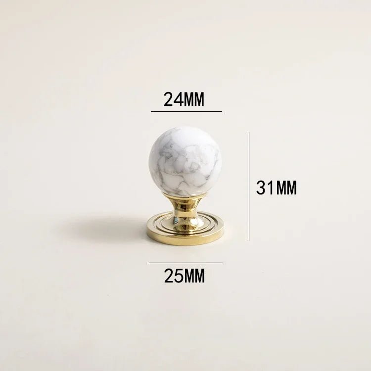Modern Chrome Cabinet Knob - White Marble Inlay