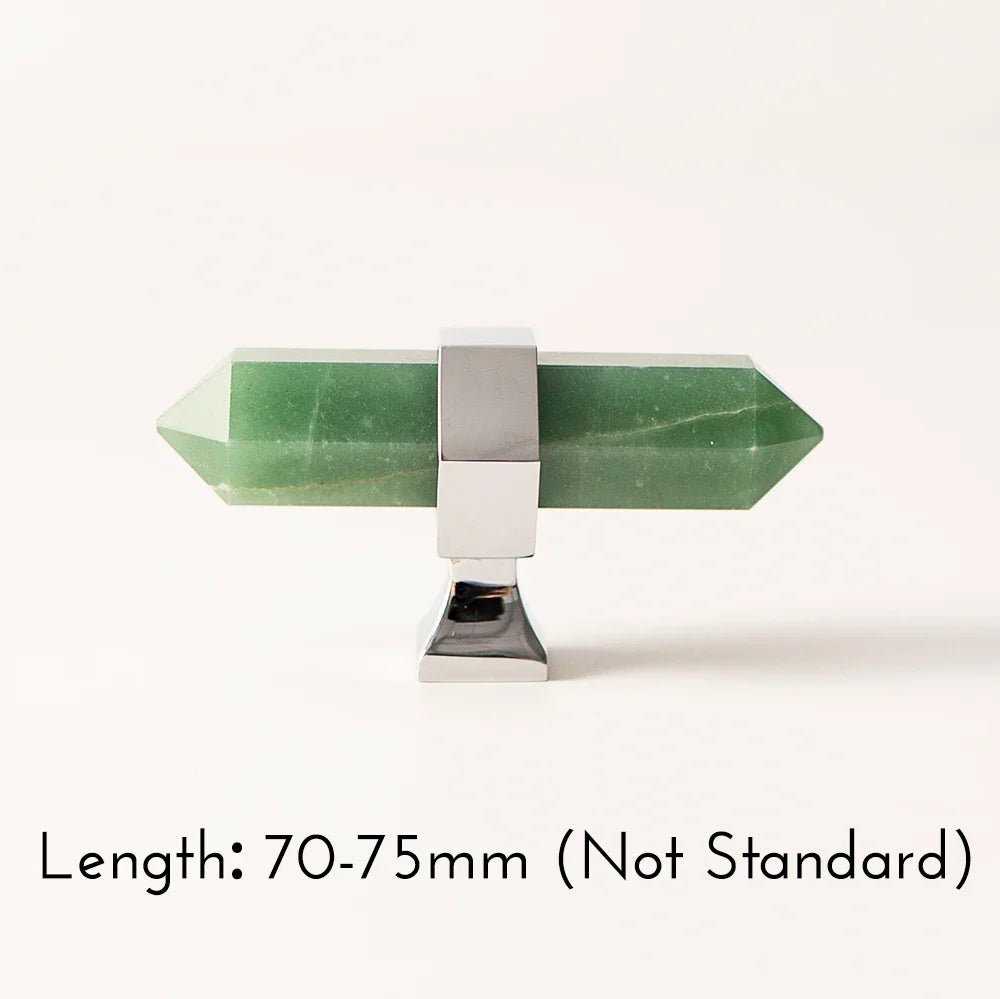 Natural Stone Knob - Chrome and Brass Pull