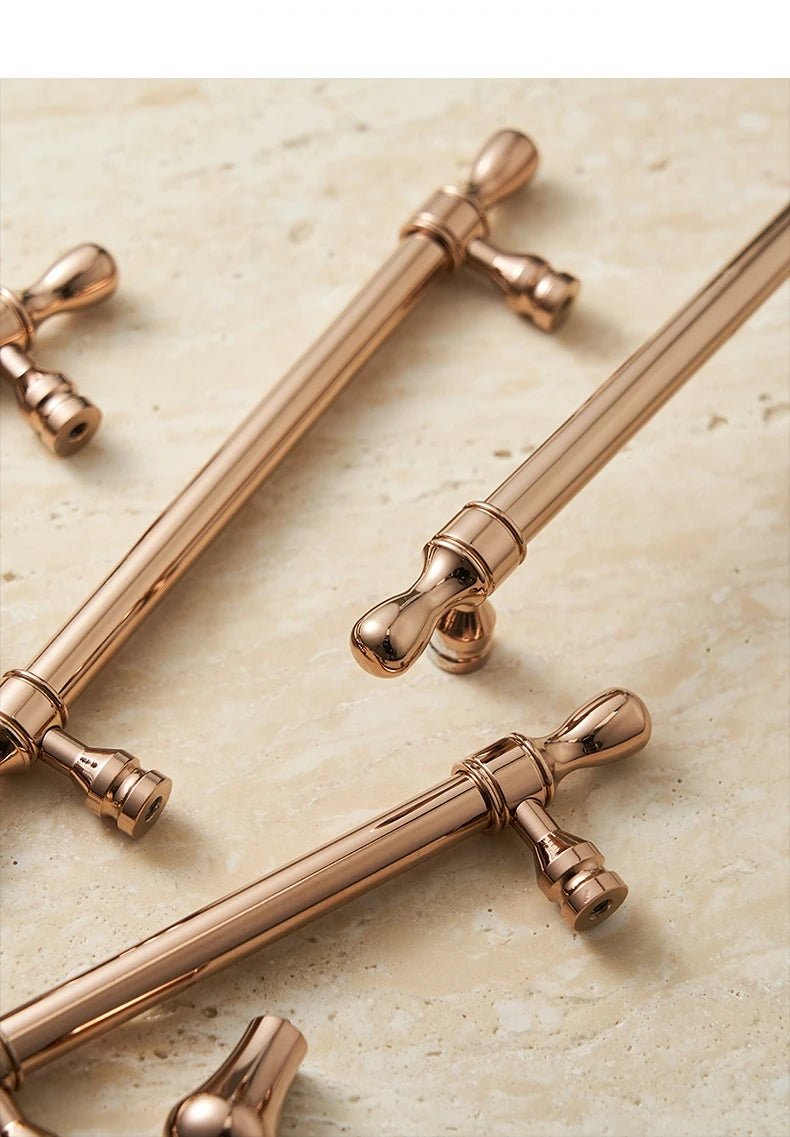 Elegant Rose Gold Cabinet Handles – Vintage Pulls for Drawers