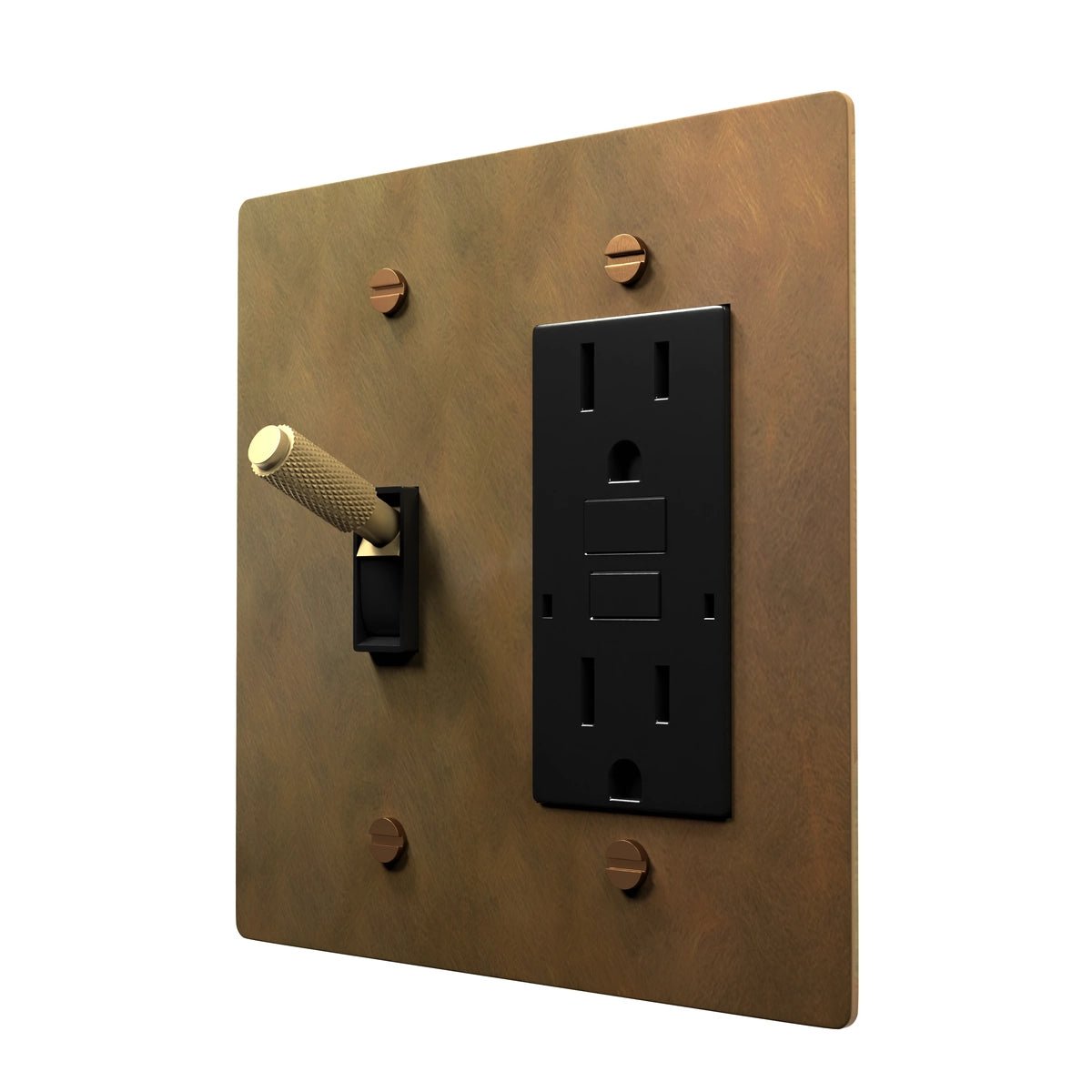 Retro Toggle Switch Plate - Brass Combo Design