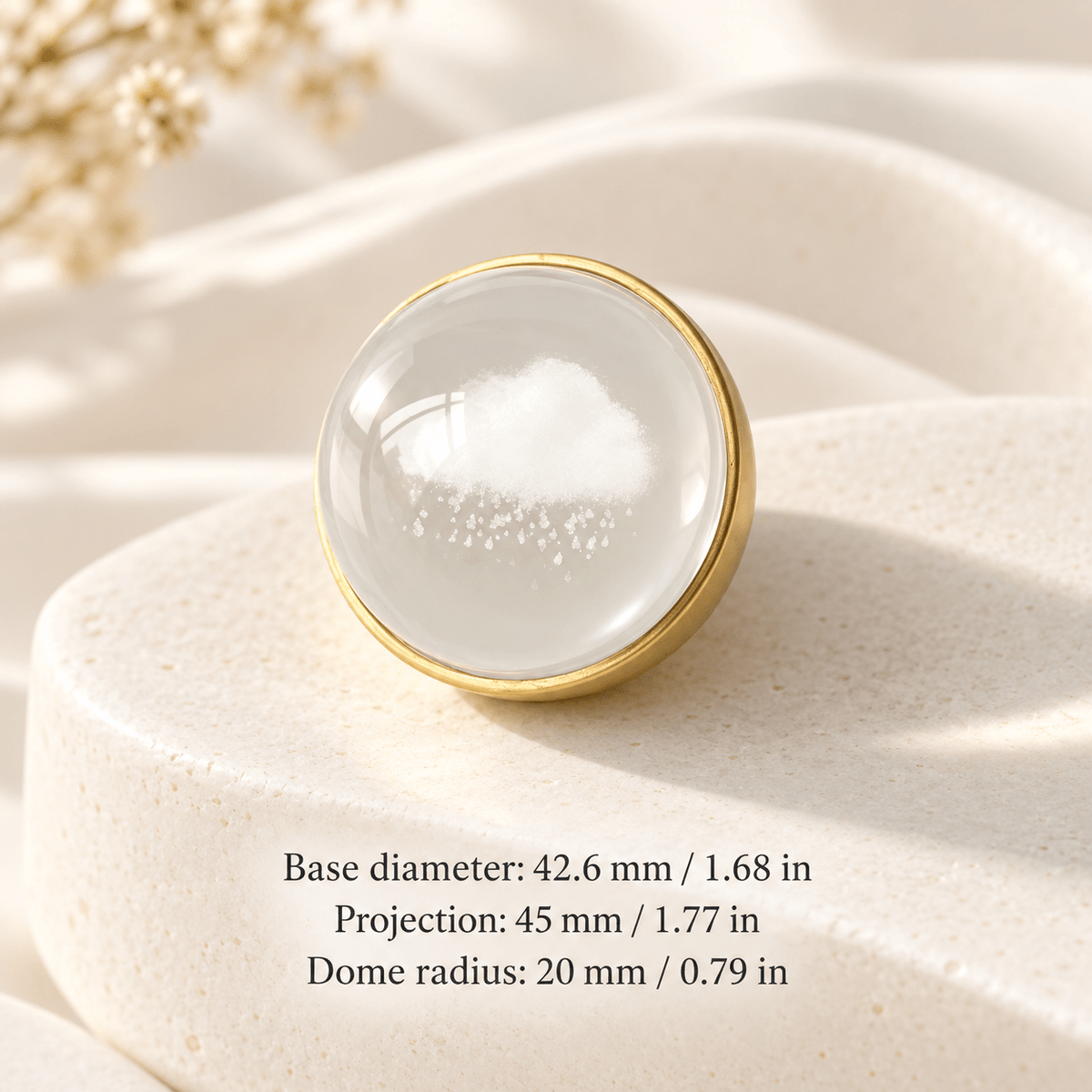 Cloud — Large cabinet knob — Base diameter: 42.6 mm / 1.68 in; Projection: 45 mm / 1.77 in; Dome radius: 20 mm / 0.79 in — ivory stone studio