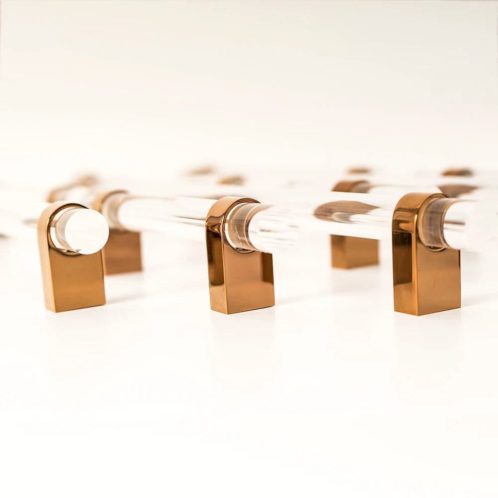 Acrylic + Rose Gold Brass Knob for Cabinet Handles